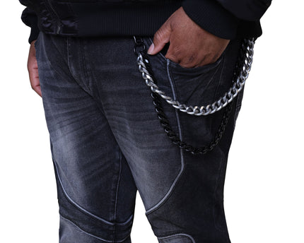 SMOKE RISE COLORBLOCK AND PIPING JEANS