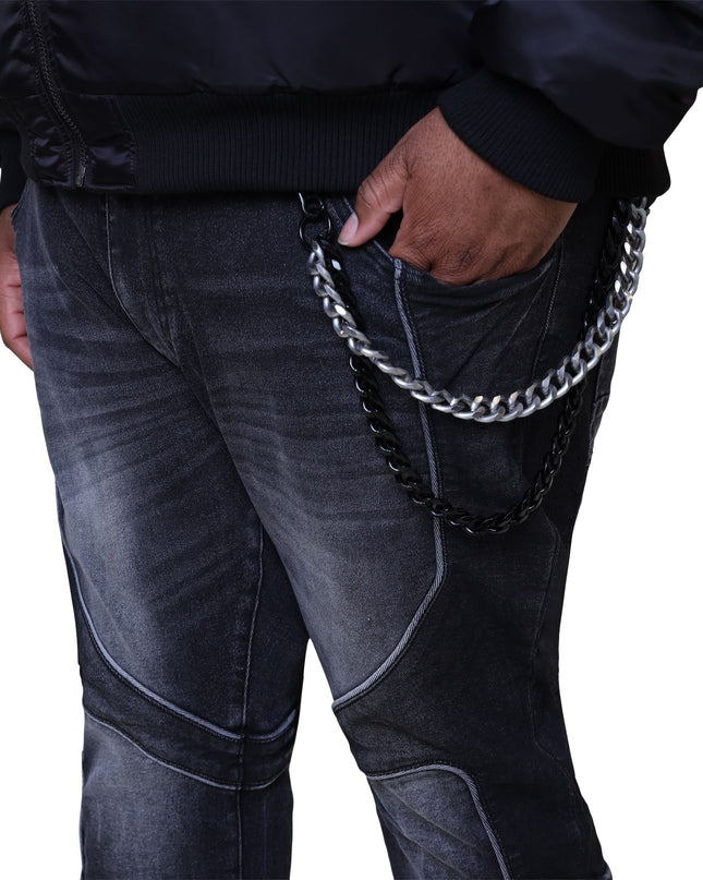 SMOKE RISE COLORBLOCK AND PIPING JEANS