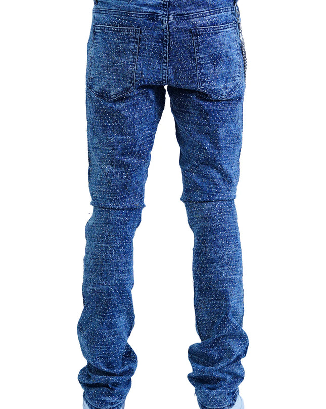 Focus "Lazered" Stacked Denim (Dark Blue)