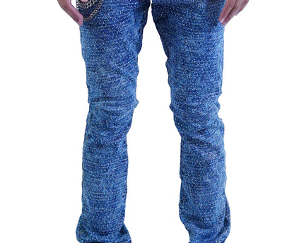 Focus "Lazered" Stacked Denim (Dark Blue)