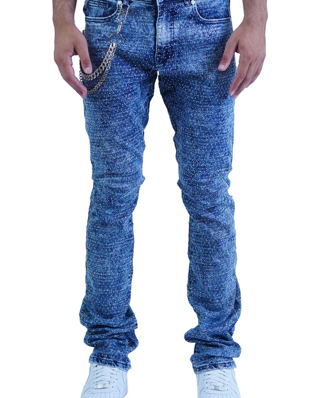 Focus "Lazered" Stacked Denim (Dark Blue)