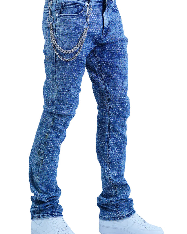 Focus "Lazered" Stacked Denim (Dark Blue)