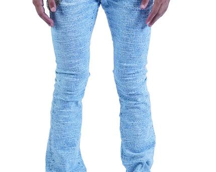 Focus "Lazered" Stacked Denim LT Blue