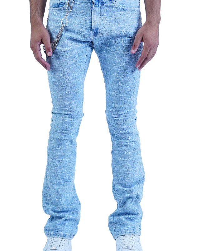 Focus "Lazered" Stacked Denim LT Blue