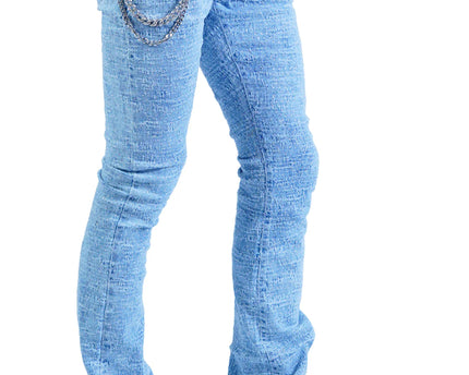 Focus "Lazered" Stacked Denim LT Blue