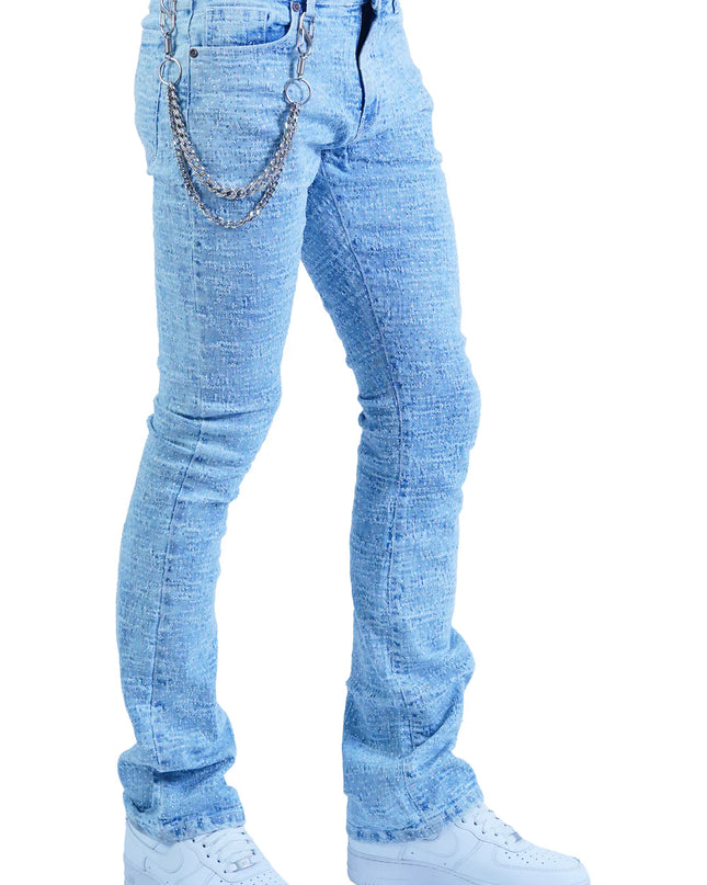 Focus "Lazered" Stacked Denim LT Blue