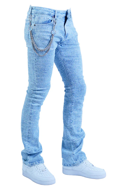 Focus "Lazered" Stacked Denim LT Blue
