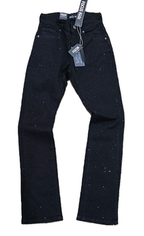 Kids Stacked Pants With Rhinestone Blk - Grey