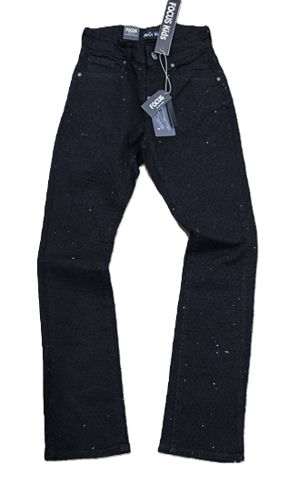 Kids Stacked Pants With Rhinestone Blk - Grey