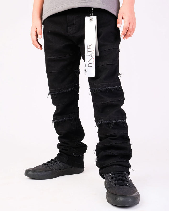KIDS STACKED JEANS -  K-051 Jet Black