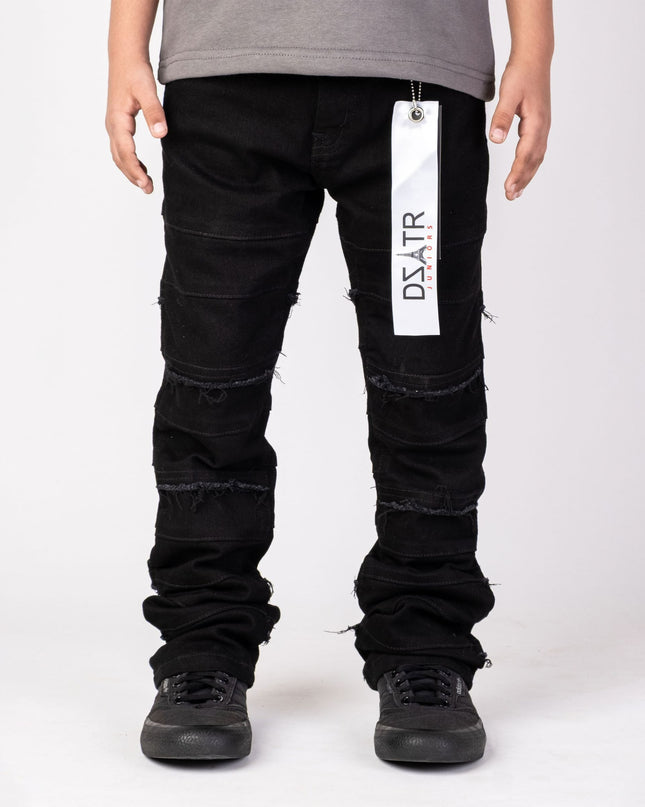 KIDS STACKED JEANS -  K-051 Jet Black