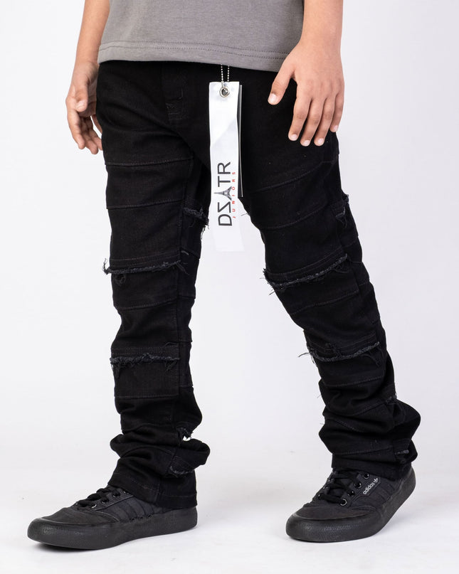 KIDS STACKED JEANS -  K-051 Jet Black