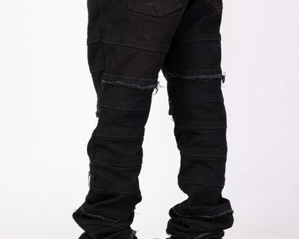 Boys STACKED JEANS -  K-051 Jet Black