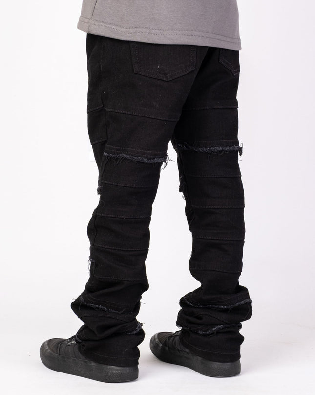 KIDS STACKED JEANS -  K-051 Jet Black