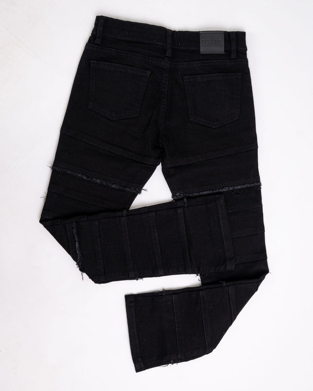 KIDS STACKED JEANS -  K-051 Jet Black