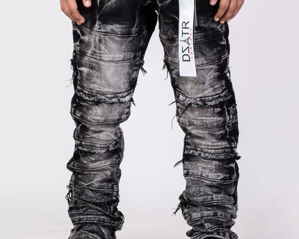 Boys STACKED JEANS -  K-051 Washed Black