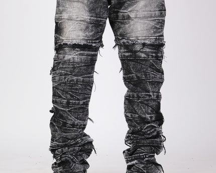Boys STACKED JEANS -  K-051 Washed Black