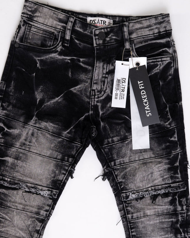 KIDS STACKED JEANS -  K-051 Washed Black