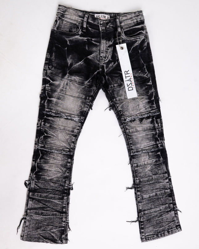 KIDS STACKED JEANS -  K-051 Washed Black