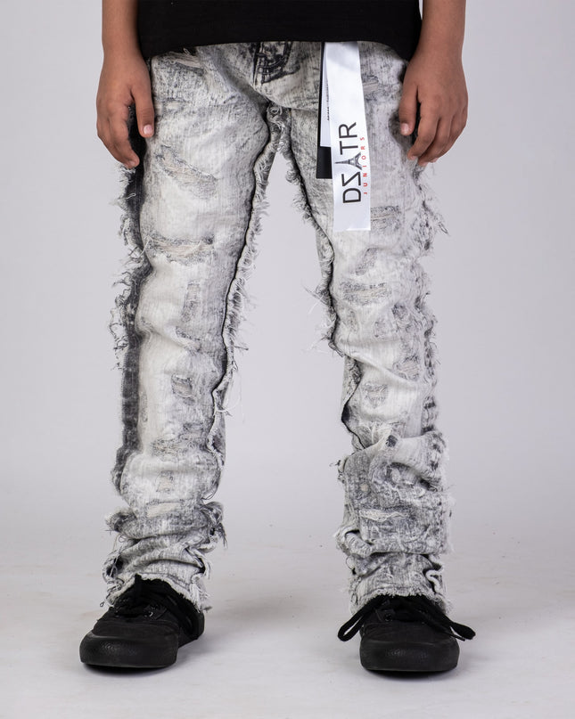 KIDS STACKED JEANS K-052 Grey / Black