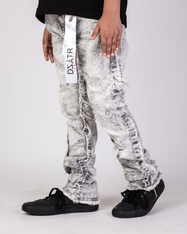 KIDS STACKED JEANS K-052 Grey / Black