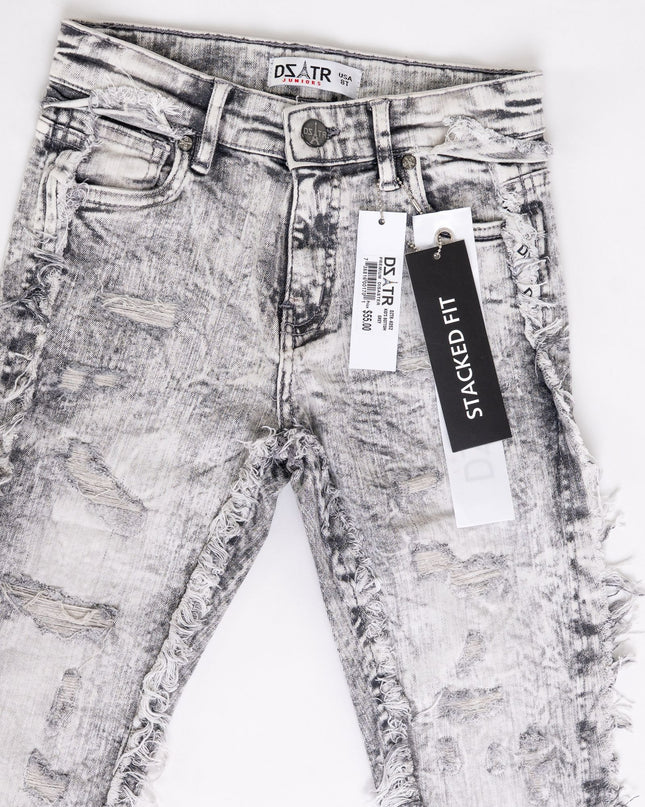 KIDS STACKED JEANS K-052 Grey / Black