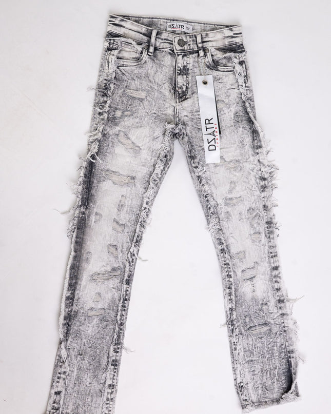 KIDS STACKED JEANS K-052 Grey / Black