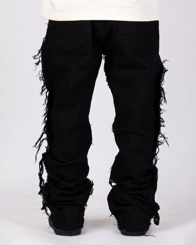 KIDS STACKED JEANS K-052 Grey / Black