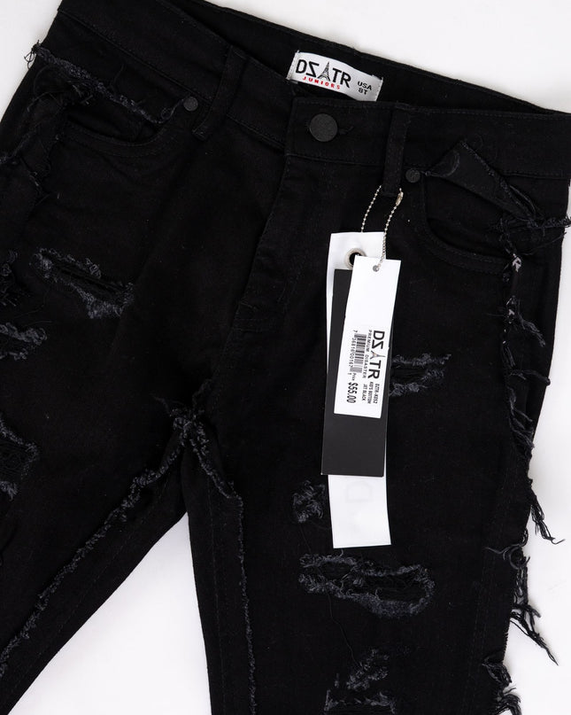 KIDS STACKED JEANS K-052 Grey / Black