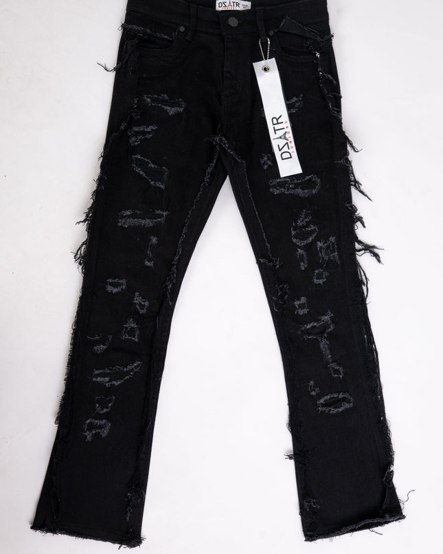 KIDS STACKED JEANS K-052 Grey / Black