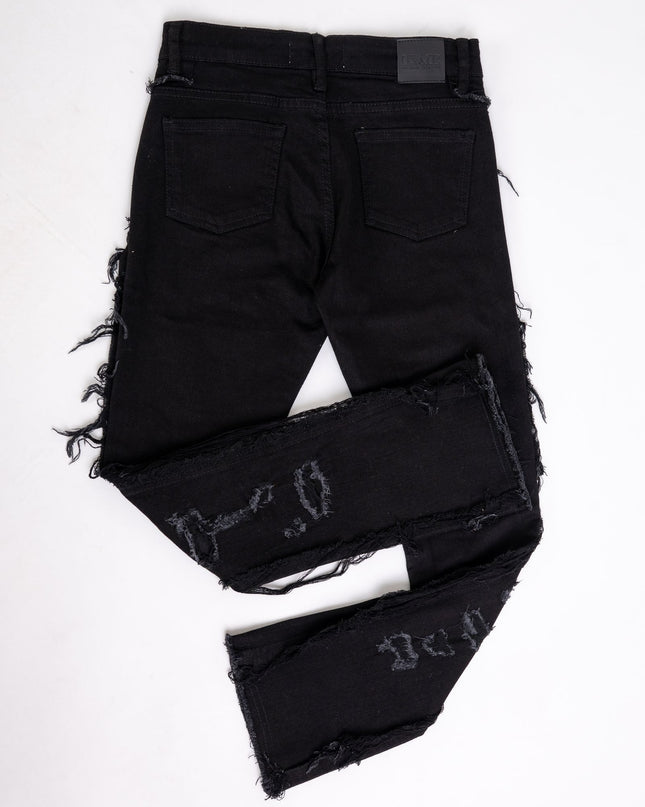 KIDS STACKED JEANS K-052 Grey / Black