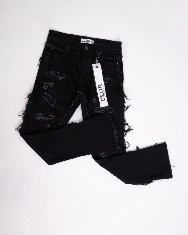 KIDS STACKED JEANS K-052 Grey / Black