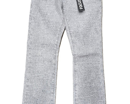 Kids Stacked Pants With Rhinestone Blk - Grey