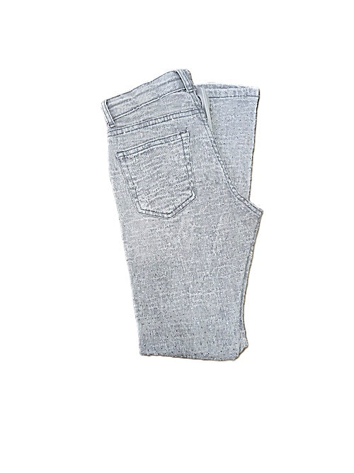 Kids Stacked Pants With Rhinestone Blk - Grey