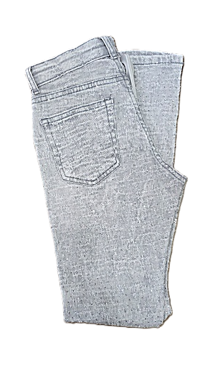 Kids Stacked Pants With Rhinestone Blk - Grey