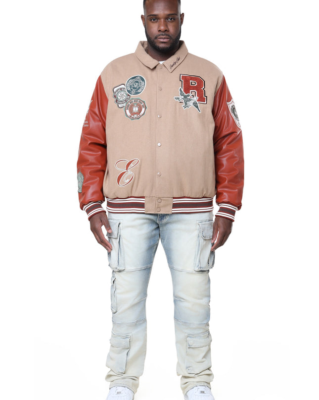 SR TAPESTRY SLEEVE VARSITY JACKET (OH24695B)