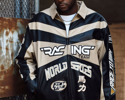 SR VEGAN LEATHER RACING JACKET (OJ24689B)