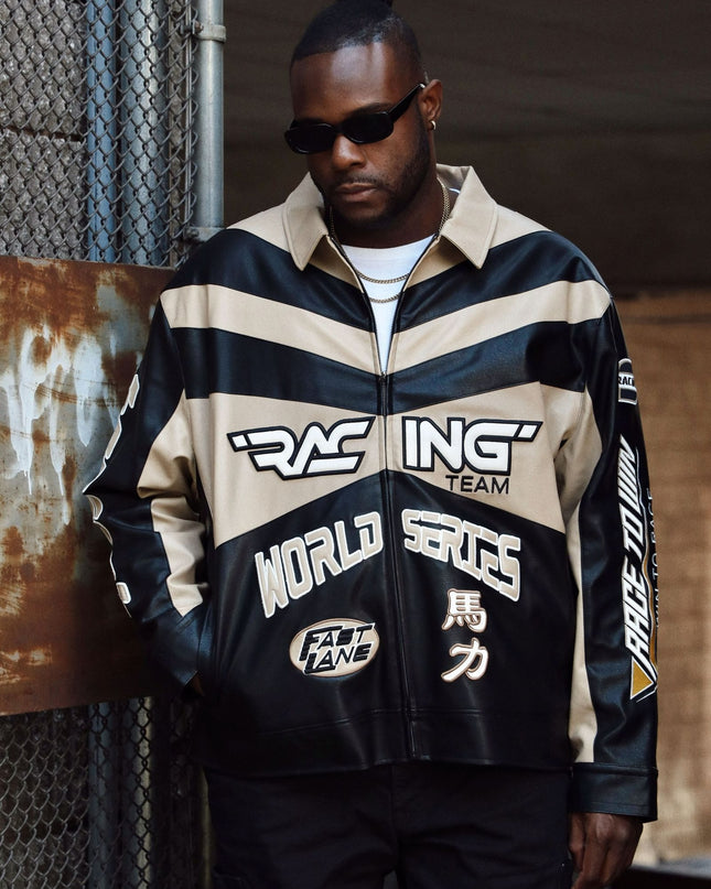 SR VEGAN LEATHER RACING JACKET (OJ24689B)