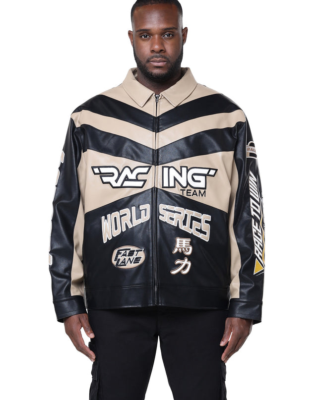 SR VEGAN LEATHER RACING JACKET (OJ24689B)