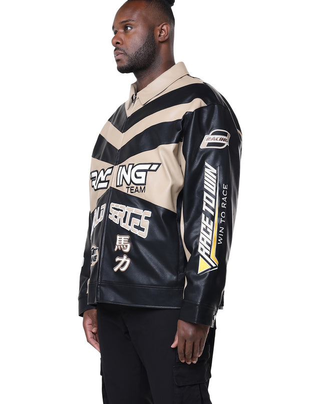 SR VEGAN LEATHER RACING JACKET (OJ24689B)