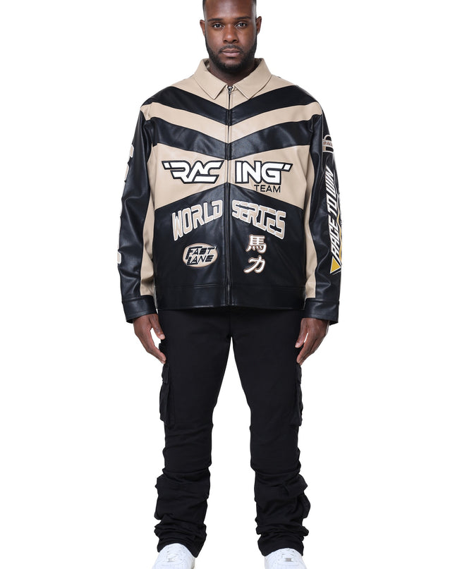SR VEGAN LEATHER RACING JACKET (OJ24689B)