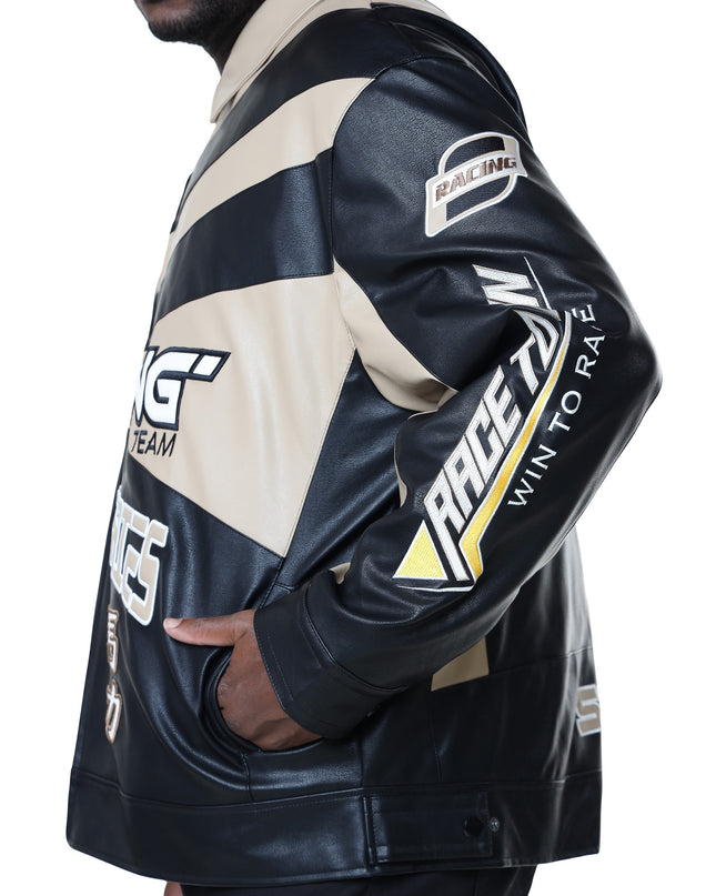 SR VEGAN LEATHER RACING JACKET (OJ24689B)