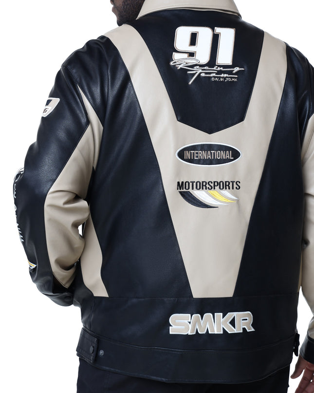 SR VEGAN LEATHER RACING JACKET (OJ24689B)