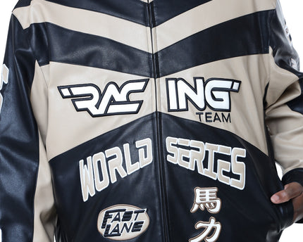 SR VEGAN LEATHER RACING JACKET (OJ24689B)