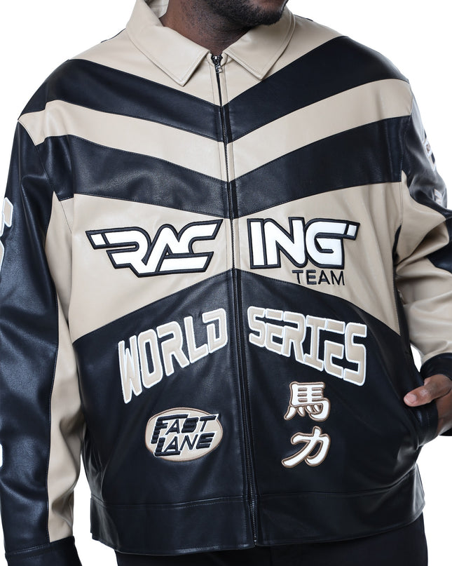 SR VEGAN LEATHER RACING JACKET (OJ24689B)