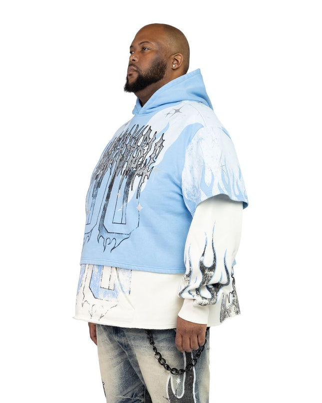 SMOKE RISE UNBREAKABLE 2-FER HOODIE-SKY BLUE