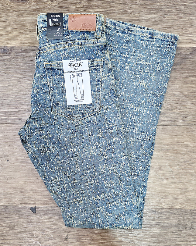 Kids Stacked Pants With Rhinestone Vintage-Blue